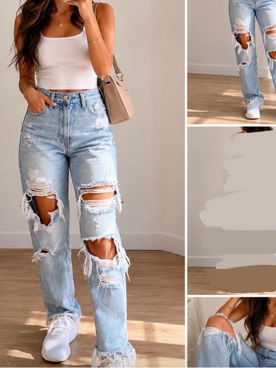 Abercrombie & Fitch Denim - Abercrombie & Fitch Light Blue Distressed Jeans Mom Jeans